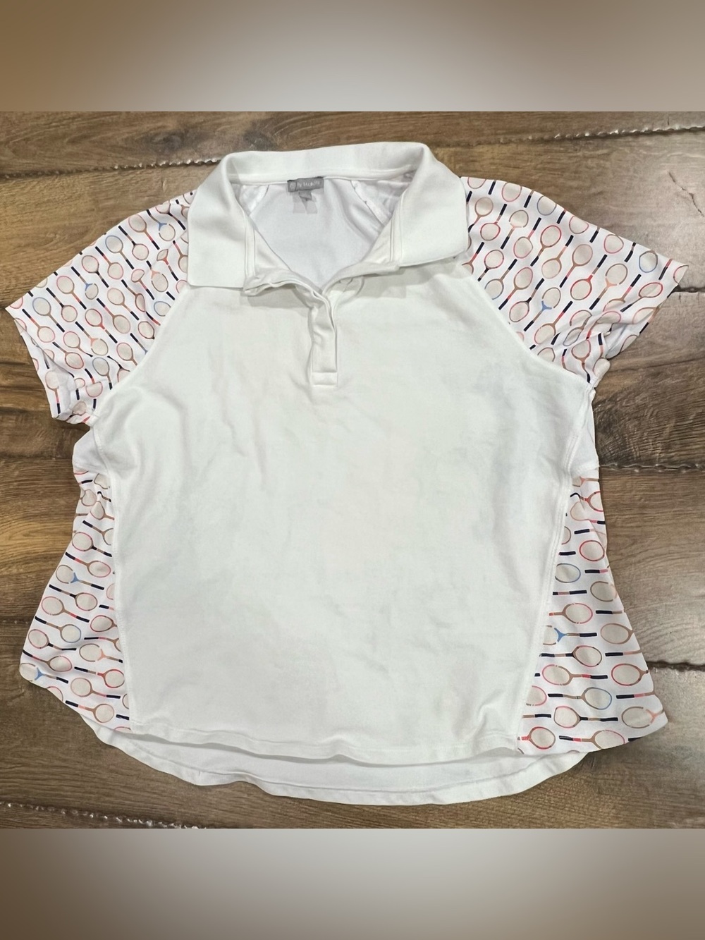 T by Talbots Pique short sleeve Polo -Tennis Racket Shirt size L